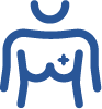Icon representing breast cancer research focus, featuring symbolic imagery associated with breast health.
