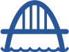 Icon symbolizing the BRIDGE program, illustrating connection and collaboration in clinical research.